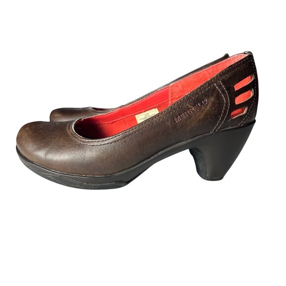 Merrell Brown Heels Evera Cross Cycling Shoes US Size 5.5 Women’s Leather Slip O - Picture 3 of 9